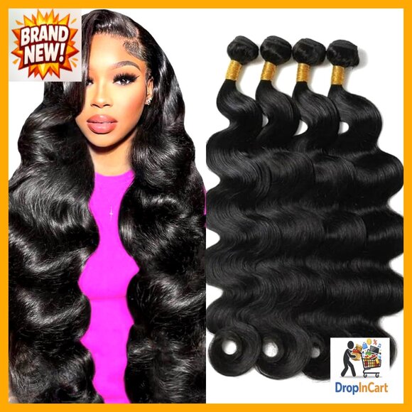 Body Wave Human Hair Extensions 100% Brazilian Virgin Weave 4 Bundles main image 6